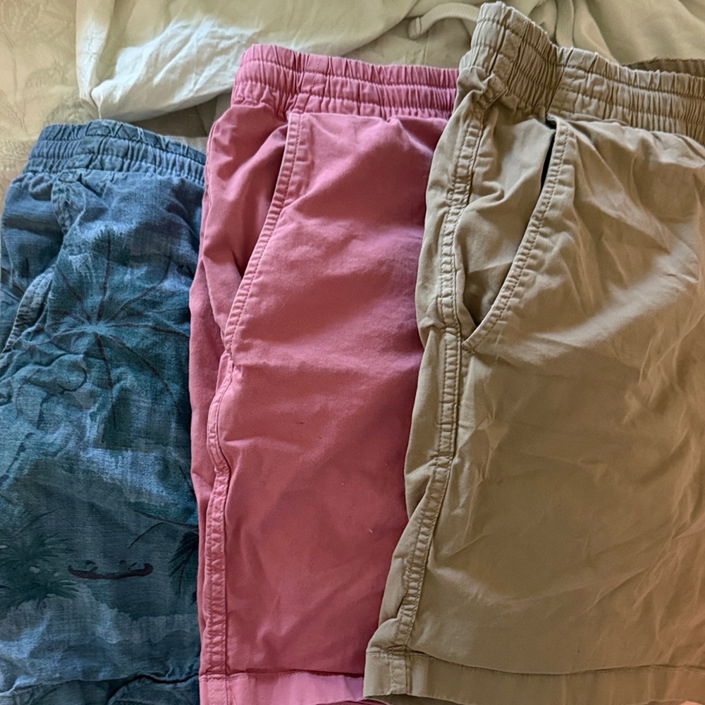 J. Crew dock Shorts Trio - Blue, Pink, Tan size Large